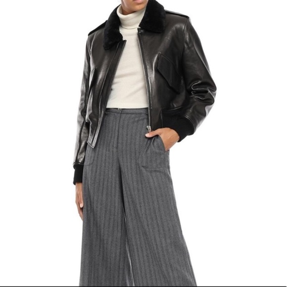 New Alexander Wang Leather Faux Fur Bomber Jacket - Picture 3 of 7